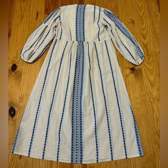 Pearl & Caviar MED White Blue Cotton Maxi Dress S18P1041 - Picture 11 of 11